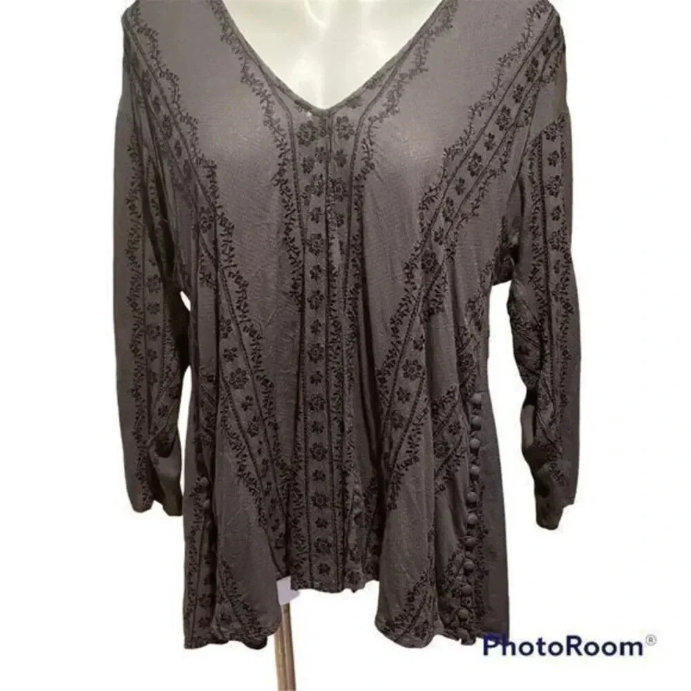 Free people Embroidery Flare top